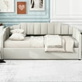 thumbnail image 6 of Full Size White Upholstered Daybed With Underbed Storage - Modern And Stylish Bedroom Bed Comfortable Space, 6 of 7