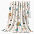 thumbnail image 2 of Llamas Rainbows Cactus and Mountain Pattern, Cute Boho Animal Art for Llama Lovers, Birthday Gift, Soft Flannel Blanket for Bedroom and Lounge, Fresh Home Decor, 2 of 9