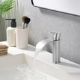 thumbnail image 2 of WOWOW Waterfall Bathroom Faucet Single Handle, Single Hole Bathroom Sink Faucet Stainless Steel, Brushed Nickel Bathroom Faucet with Deck Plate, 1 Hole or 3 Hole Lavatory Faucet for Bathroom Sink, 2 of 8