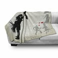 thumbnail image 3 of Wedding Soft Flannel Fleece Throw Blanket, Couple in Love Umbrella Red Hearts Daisies Romance in the Air Celebration, Cozy Plush for Indoor and Outdoor Use, 70" x 90", Black White Red, by Ambesonne, 3 of 6