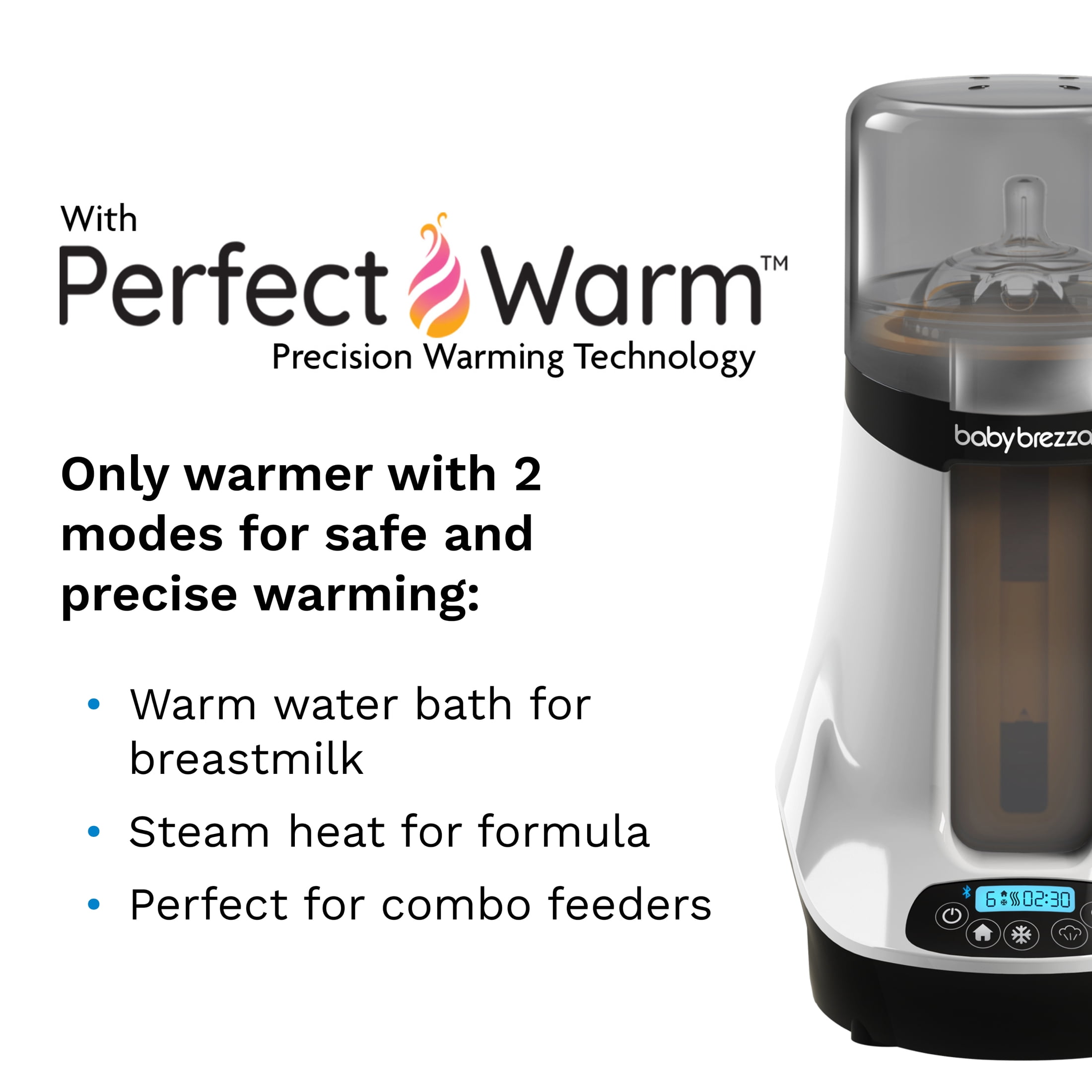 Open Box Baby Brezza Smart Baby Bottle Warmer, Breastmilk Warmer + Defroster – Free App - Different Temperatures for Breastmilk + Formula - Universal Fit for All Bottles + Milk Bags - Calentador de Biberones