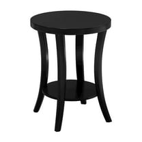 Convenience Concepts Charleston Round End Table with Shelf in Black Wood Finish