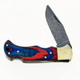thumbnail image 5 of Custom Handmade Damascus Steel Folding Knife/Pocket Knife SS-17482(Red and Blue Colored Wood) (Black), 5 of 9