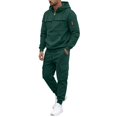 thumbnail image 7 of Men's Quarter Zip Cargo Tracksuit Two Piece Outfit Multi Pockets Hoodie and Jogger Pants Drawstring Casual Athletic Set 2XL, 7 of 7