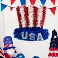 thumbnail image 2 of JeashCHAT 4th of July Patriotic Tinsel Wreath Top Hat Shape Garland Glitter Tinsel Hanging Ornaments Independence Day Memorial Day Indoor Outdoor Wall Door Hanging Decorations 9.4", 2 of 7