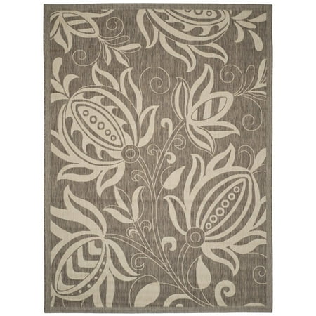 Safavieh Courtyard Crystal Floral Indoor/Outdoor Indoor/Outdoor Area Rug, 6'7" x 9'6", Brown/Natural