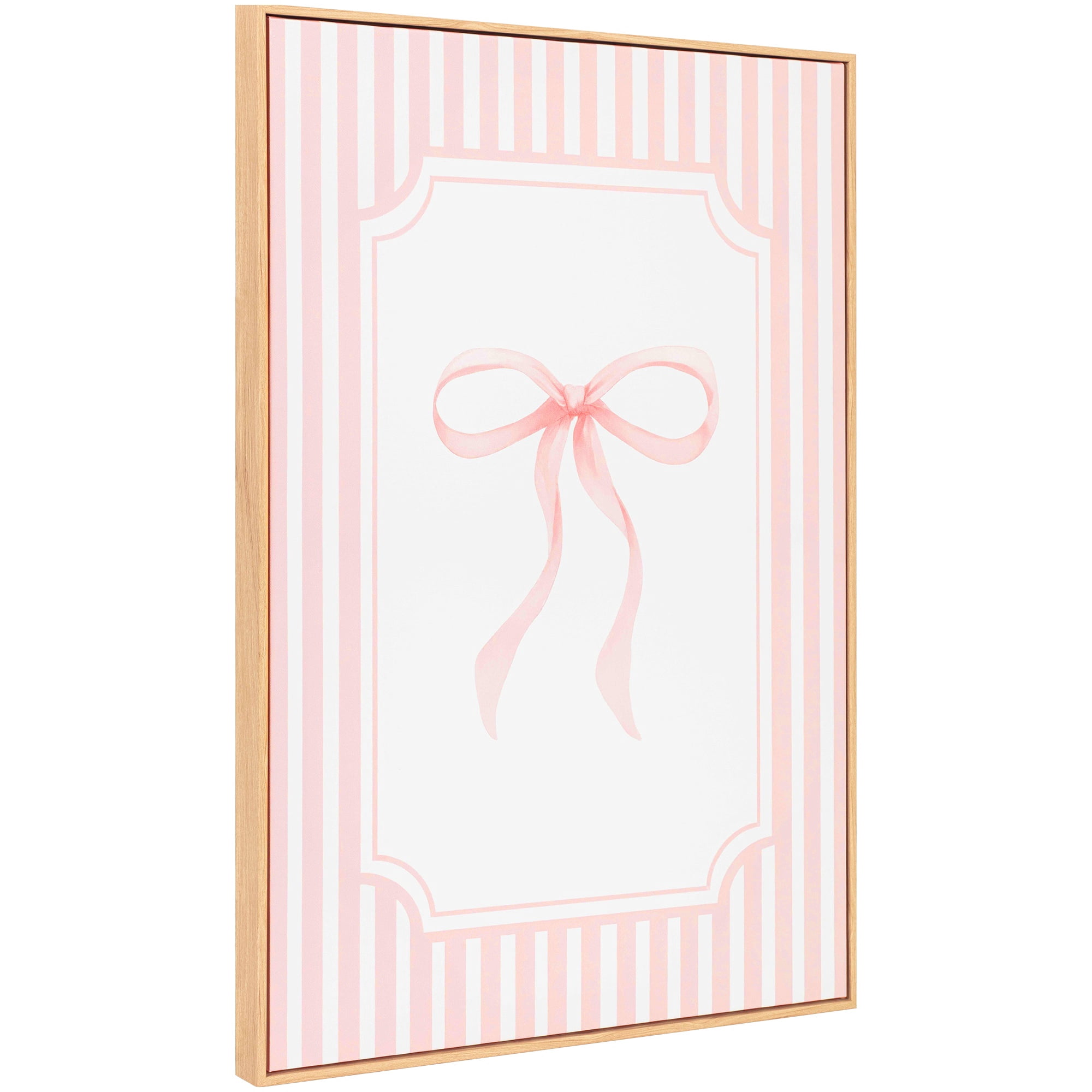 My Texas House Pink Bow on Stripes 20" x 30" Fashion Framed Wall Art