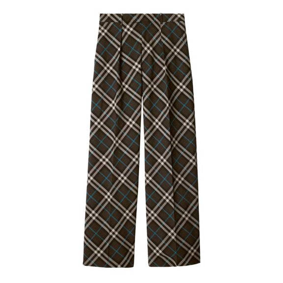 Burberry Check Pattern Oversized Wool Blend Trousers, Brand Size 50 ( US Size 34.3 )