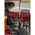 thumbnail image 4 of Outdoor Tablecloth with Umbrella Hole and Zipper, Christmas Square Table Cloth 54x54 Inch Waterproof Tablecloth, Pine Cones Botanical Xmas Red Black Plaid Picnic Table Cover for Patio Camping, 4 of 7