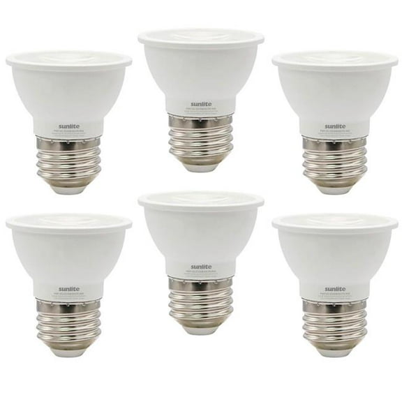 Sunshine Lighting B3166908 Sunlite LED PAR16 Recessed Floodlight Bulb - E26 Base - 6W - 500 Lumens - 40K - Cool White - Pack of 6
