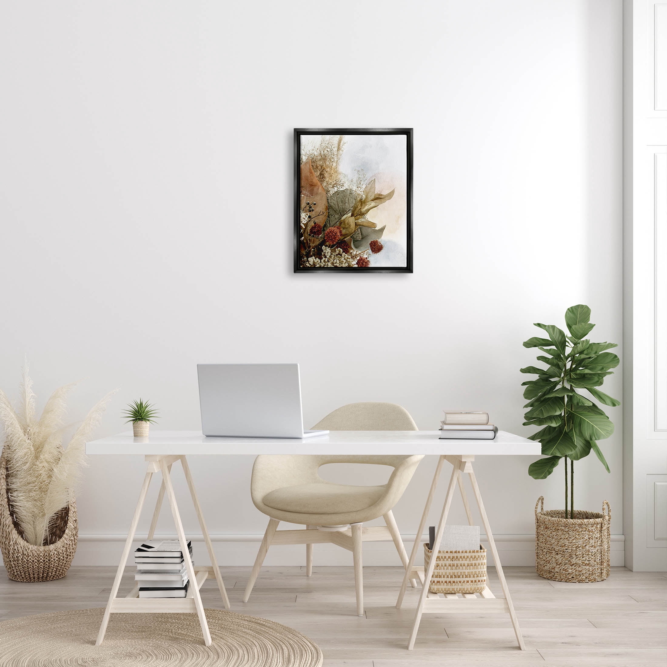 Vintage Herbal Arrangement Botanical & Floral Graphic Art Jet Black Framed Art Print Wall Art