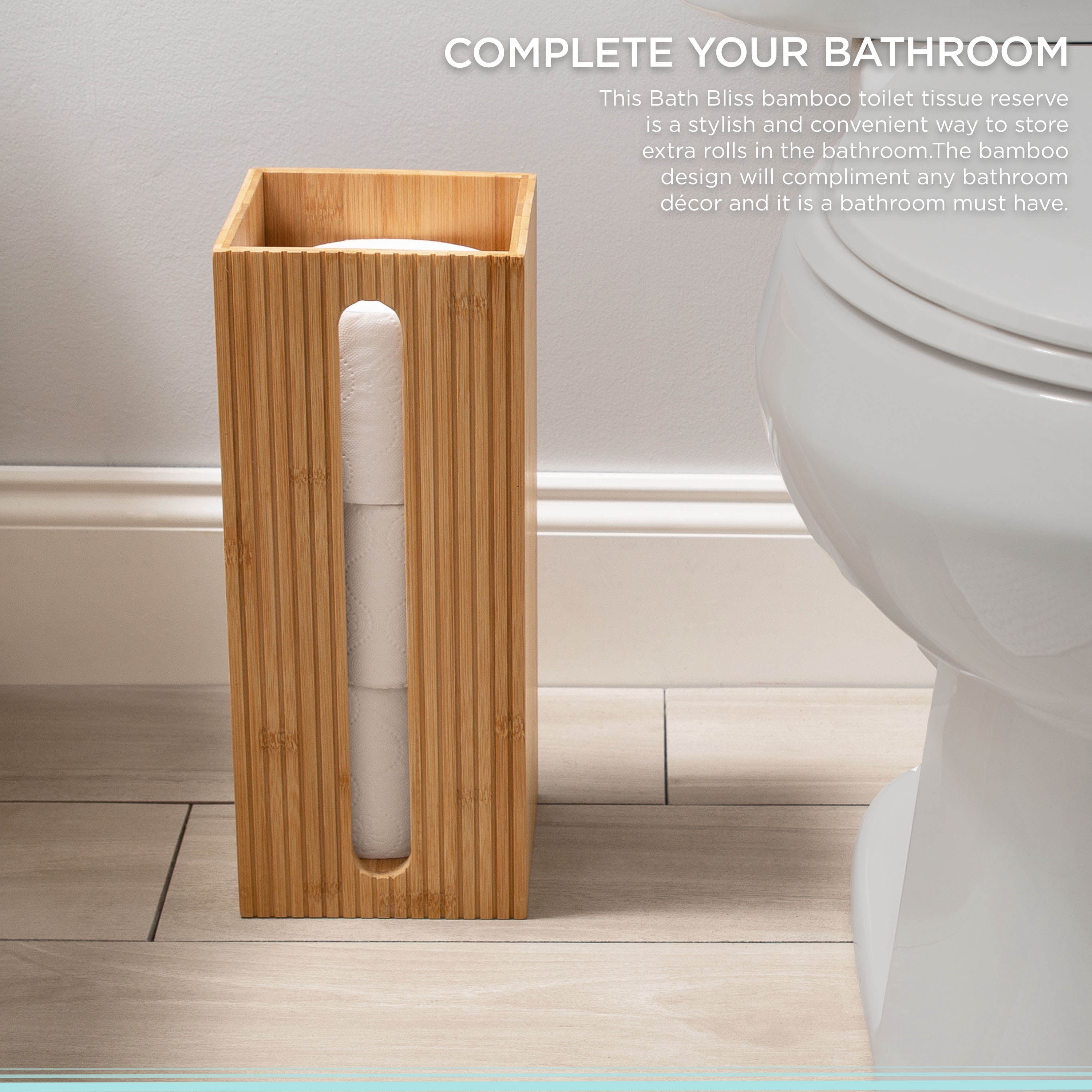 Bath Bliss Square Bamboo Toilet Paper Reserve, 1 Pack