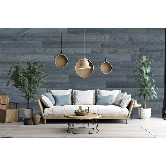 Timberchic River Reclaimed Wooden Wall planks - Simple Peel & Stick Wall Covering Application for DIY Accent Wall & Home Improvement - Modern, Premium Wall Paneling (5" Wide - 10 Sq. Ft., Fog Lake)
