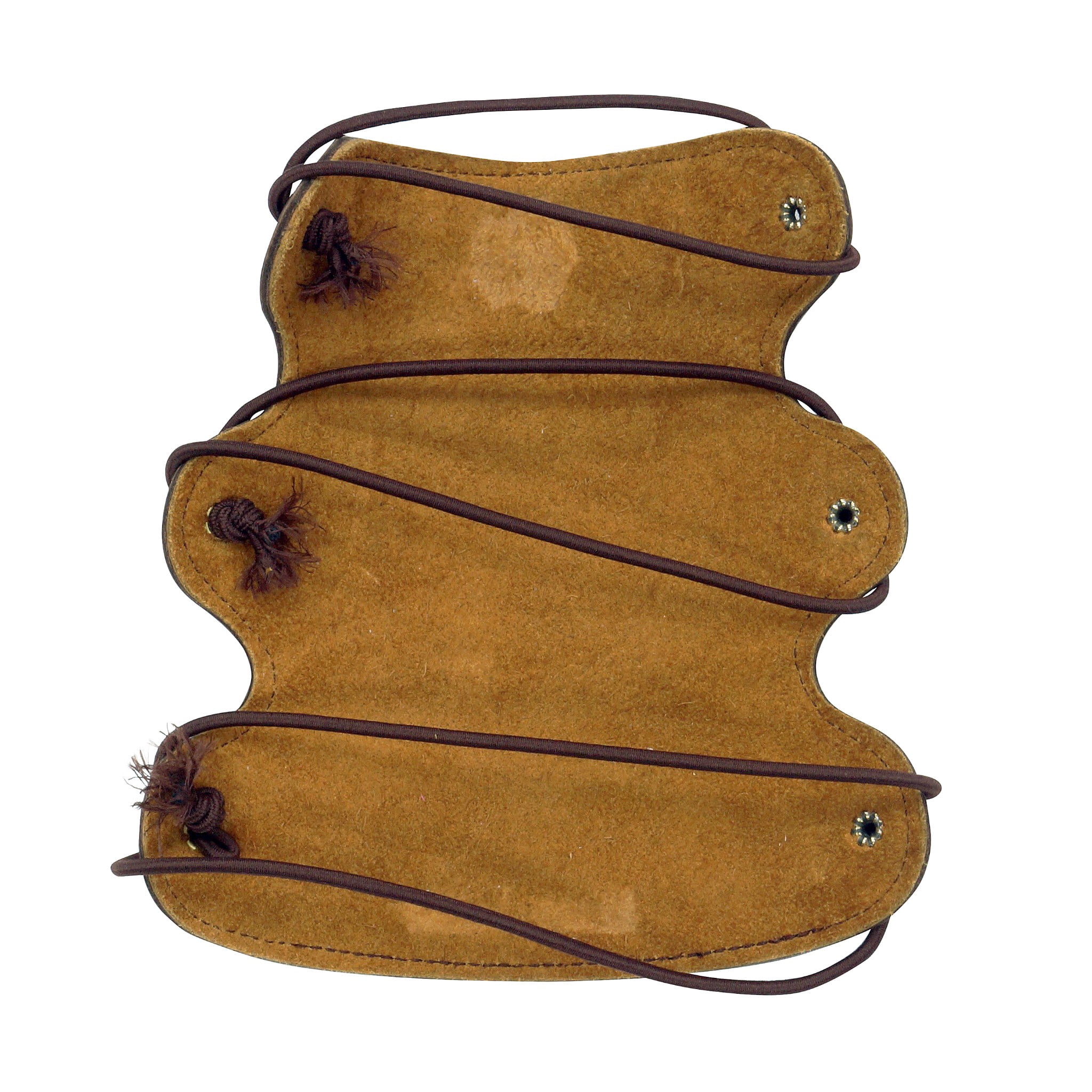American Bison Leather Armguard - Brown Stamped Archery Protection 7x6.5 Inches
