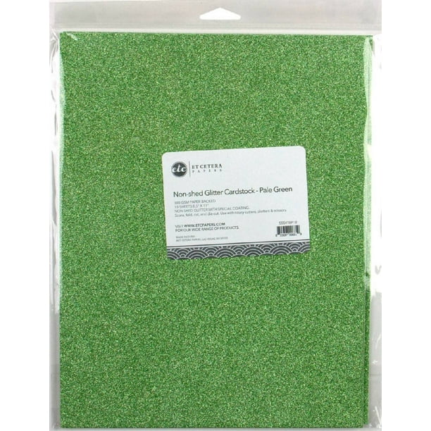 ETC Papers NonShed Glitter Cardstock 8.5"X11" 10/PkgPale Green
