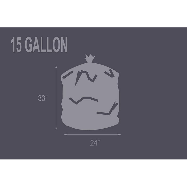 Resilia Tall 15 Gallon Trash Bags - Black 100 Bags/Roll, 1 Mil Thick, 24x33  inches (WxH), Wire Ties Included, MADE IN USA