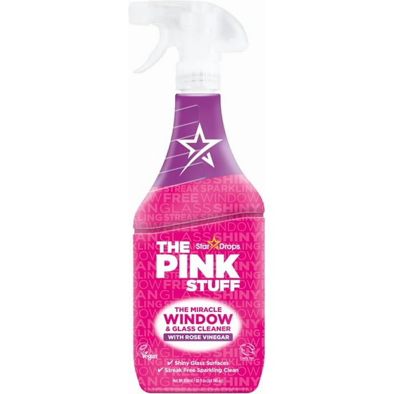The Pink Stuff Miracle Window Cleaner Spray, 30 fl oz – Now 20% More! Streak-Free Glass & Mirror Cleaner for Crystal Clear Shine – Cuts Through Grease, Fingerprints & Smudges with Ease