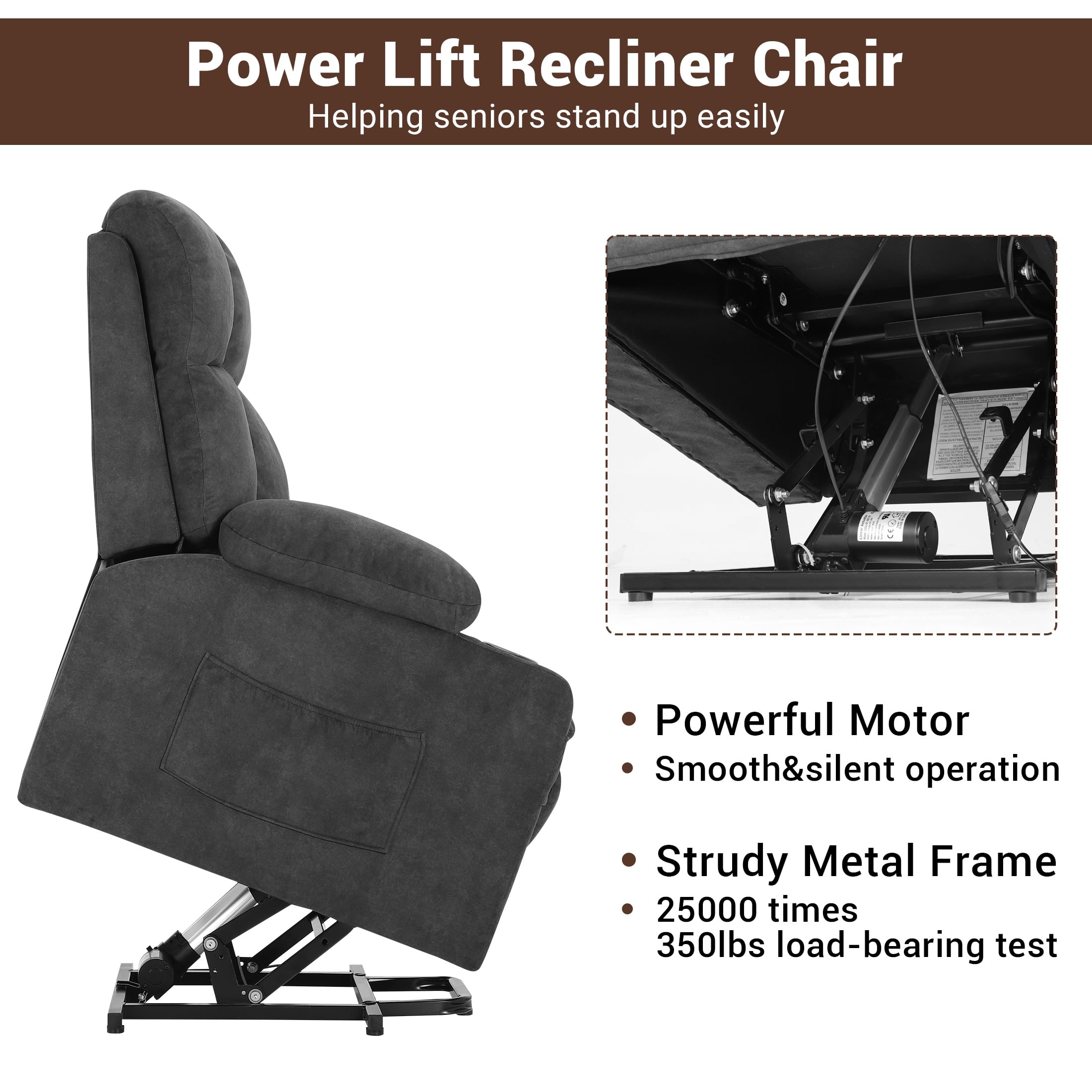 Oversized Power Lift Recliner Chair with Massage and Heat for Elderly, UHOMEPRO Large Wide Seat Recliners for Big and Tall, Safety Motion Reclining Mechanism with Cup Holders and USB, Gray