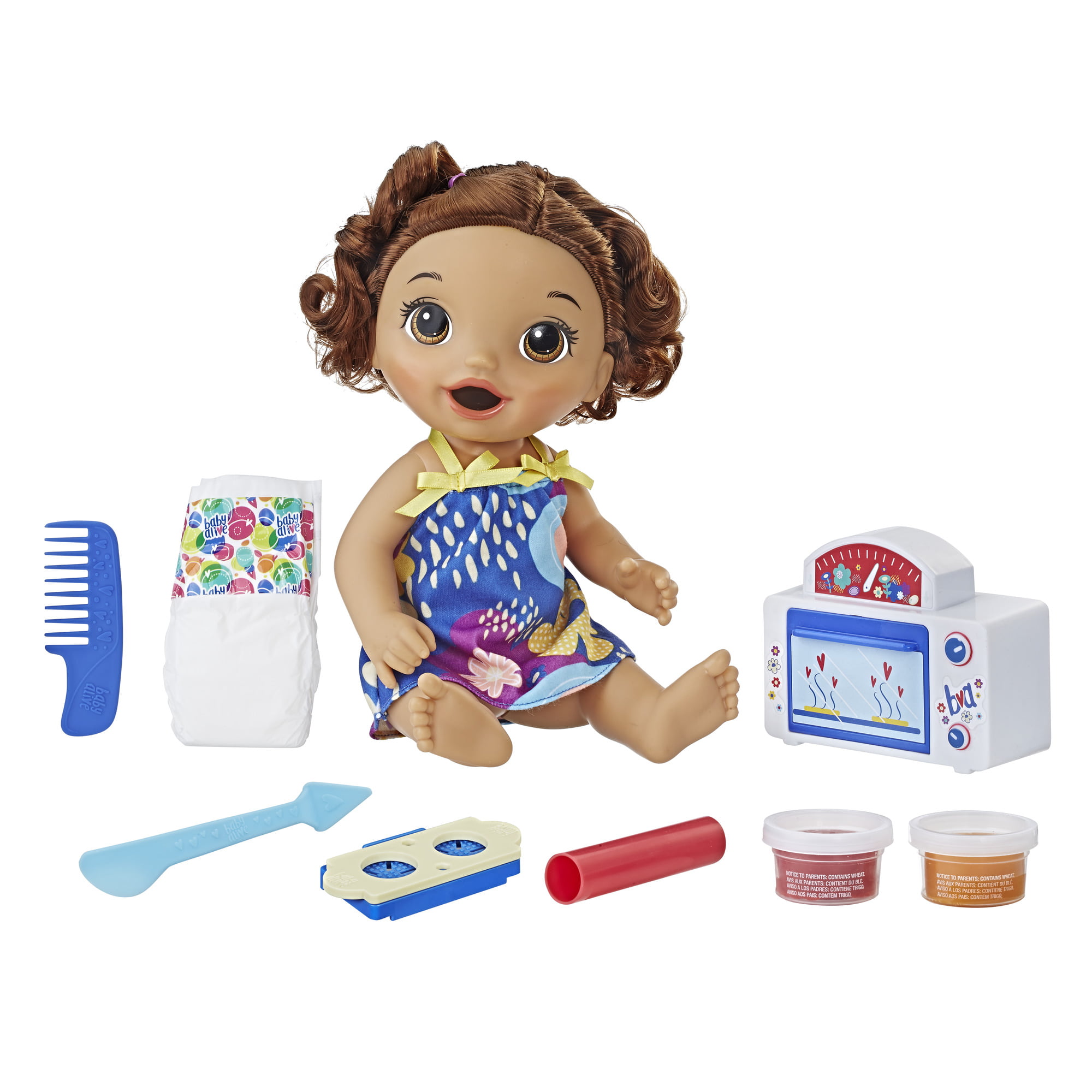 Baby Alive Snackin’ Treats Baby (Brown Curly Hair) - Walmart.com