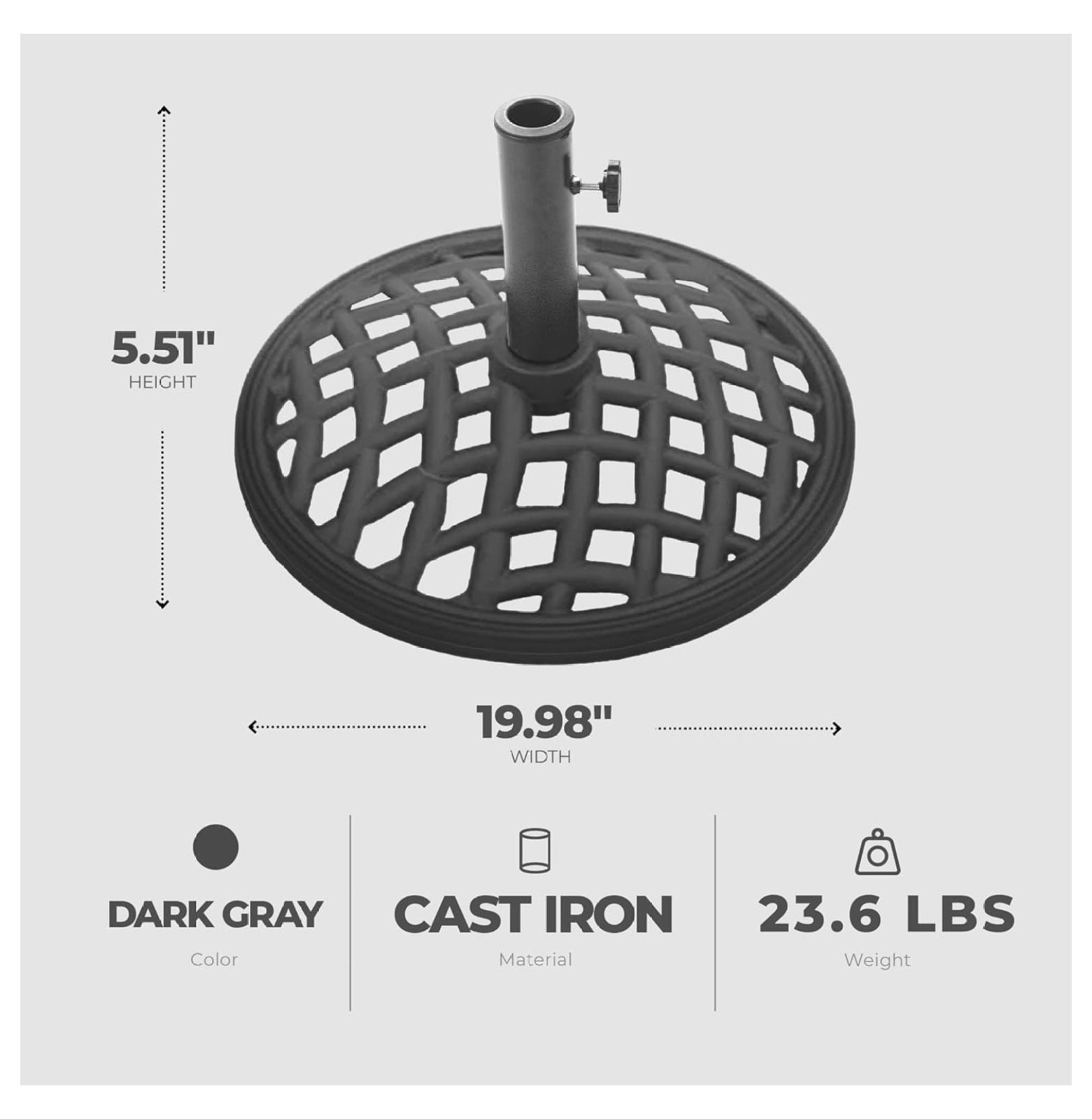 Umbrella Base Fits Up To 2" Umbrella Pole for Garden, Patio, Yard, and Outdoor Events