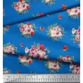 thumbnail image 3 of Soimoi Tissu en Poly Georgette Bleu Imprimé Feuilles d'Épices & Roses au Mètre 52 Pouces de Large, 3 of 3
