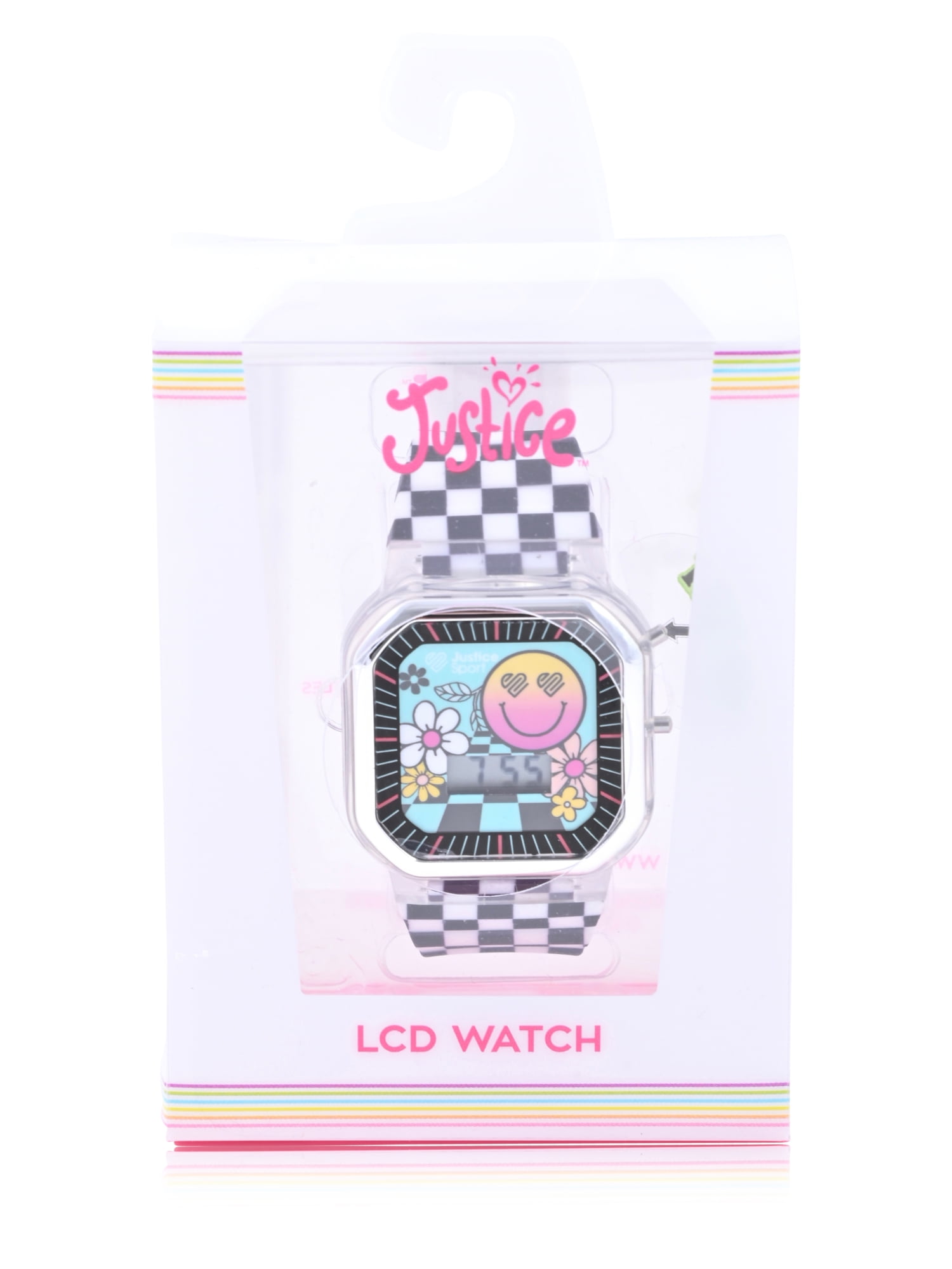 Justice Unisex Tween Smiley Face Checkered Watch - JSE4265WM