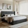 thumbnail image 4 of Amolife King Size Upholstered Lift up Storage Platform Bed Frame with Fabric Panel Wingback Headboard, Dark Gray, 4 of 13