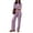 01#Purple, variant on Casual Womens Y2K 2 Piece Daily Set Striped Ribbed Button Front Cropped Cardigan Wide Leg Long Pants Outfit