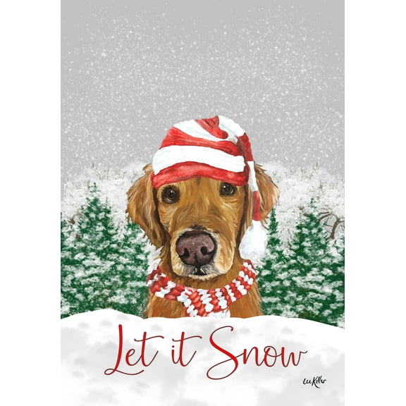 Golden Retriever Red - Hippie Hound Studios Let it Snow Christmas Garden Flag