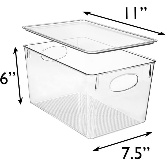 ClearSpace Plastic Storage Bins With lids, 4 Pack – Perfect Pantry Organization and Storage – Fridge Organizer, Pantry Storage Containers and Storage Bins, Cabinet Organizers