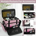 thumbnail image 3 of YANGLI Extra Large Makeup Case with 4 Removable Pouches, Professional Train Case for Hairstylists & Makeup Artists, Pink, 3 of 5