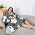 thumbnail image 5 of Oversized Wearable Blanket Hoodie,Halloween Ghost Eyes Pattern Sherpa Blanket Hoodie with Super Pockets,Super Warm Fuzzy Pullover for Women & Men, 5 of 6