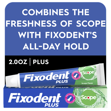 (24 pack) Fixodent Plus Scope Secure Denture Adhesive Cream, Scope Flavored, 2.0 oz