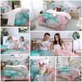 thumbnail image 5 of 3 Piece Teal Pink Duvet Cover Set Full Size, Microfiber Comforter/Quilt Cover with Corner Ties and 2 Pillowcases, Modern Marble Art Ink Painting Abstract All Season Soft Bedding with Zipper Closure, 5 of 8