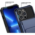 thumbnail image 3 of KOMI pour iPhone 13 Pro Max Étui avec Porte-Cartes [Ranger 5 Cartes] Double Couche Robuste Antichoc Étui Portefeuille iPhone 13 Pro Max avec Fente Cachée pour Cartes Étui de Rangement pour iPhone 13 Pro Max (Bleu), 3 of 5