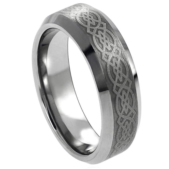 6mm Tungsten Carbide Laser Engraved Celtic Pattern Wedding band Ring for Men and Ladies