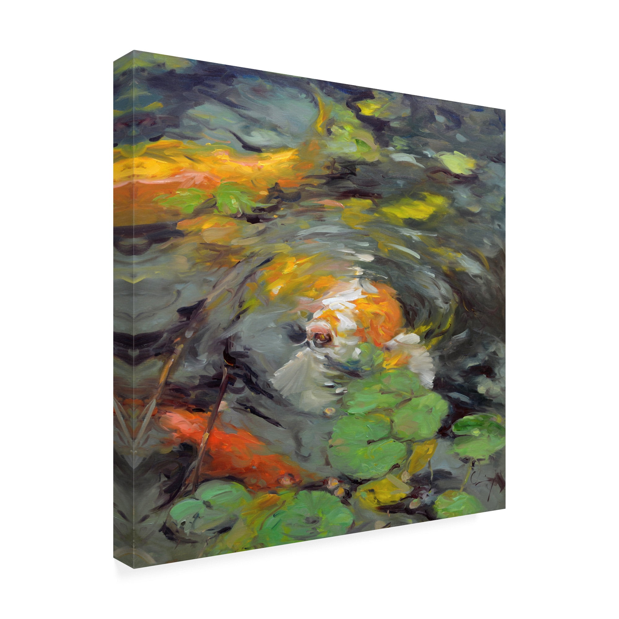 Trademark Fine Art 'Golden Koi Swimming' Canvas Art by Chuck Larivey
