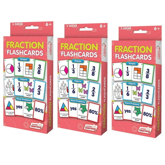 Junior Learning Fraction Flashcards 3 Sets Per Pack 3 Packs (JRL212-3)