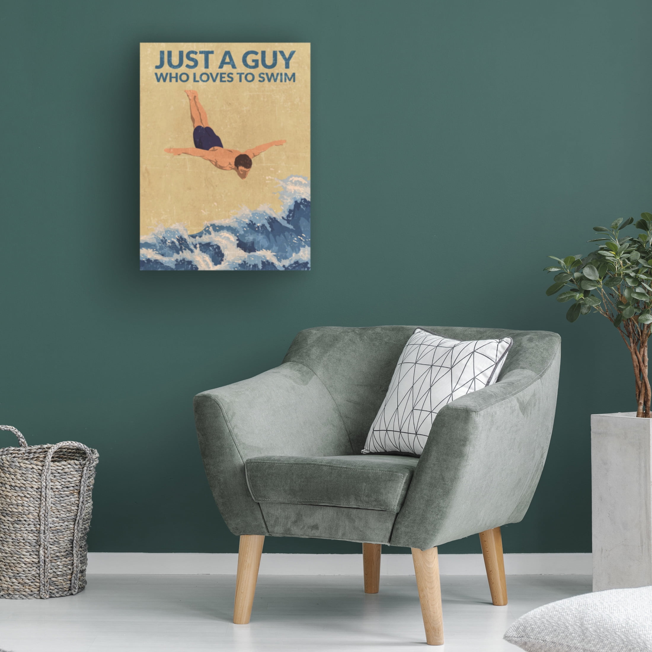 Trademark Fine Art Jon Downer Just a Guy Who Loves To Swim blue Canvas Wall Art