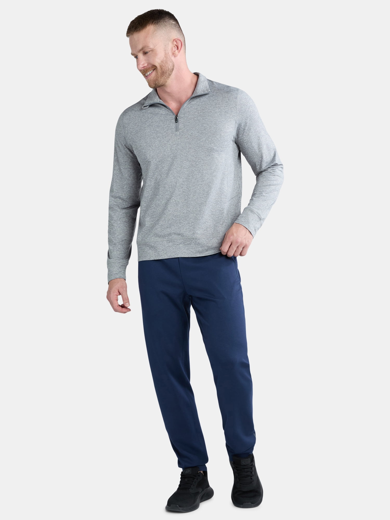 Athletic Works Men's and Big Men's ButterCore Soft Quarter-Zip Pullover Shirt, Sizes S-3XL