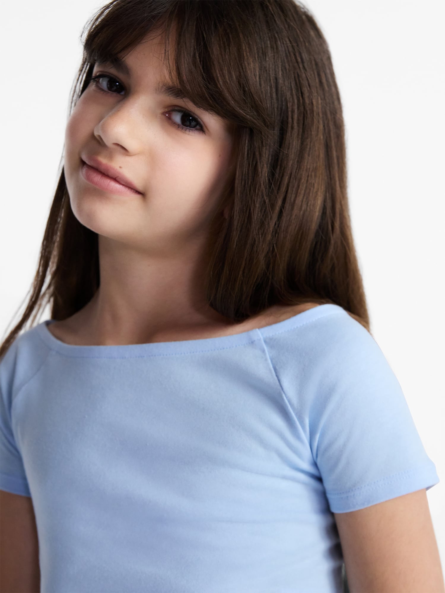Weekend Academy Girls Wide Neck Knit Top with Short Sleeves, Sizes 4-18