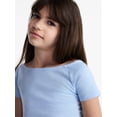 thumbnail image 4 of Weekend Academy Girls Wide Neck Knit Top with Short Sleeves, Sizes 4-18, 4 of 5