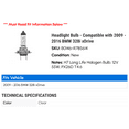 thumbnail image 2 of Headlight Bulb - Compatible with 2009 - 2016 BMW 328i xDrive 2010 2011 2012 2013 2014 2015, 2 of 2