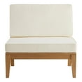 thumbnail image 2 of Linon Cormeer Teak Wood Armless Outdoor Lounge Chair with Cushions, Natural/Antique White, 2 of 6