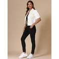 thumbnail image 4 of DARING DIVA Women's Short Puff Sleeves Button-Down Denim Jacket S White, 4 of 6