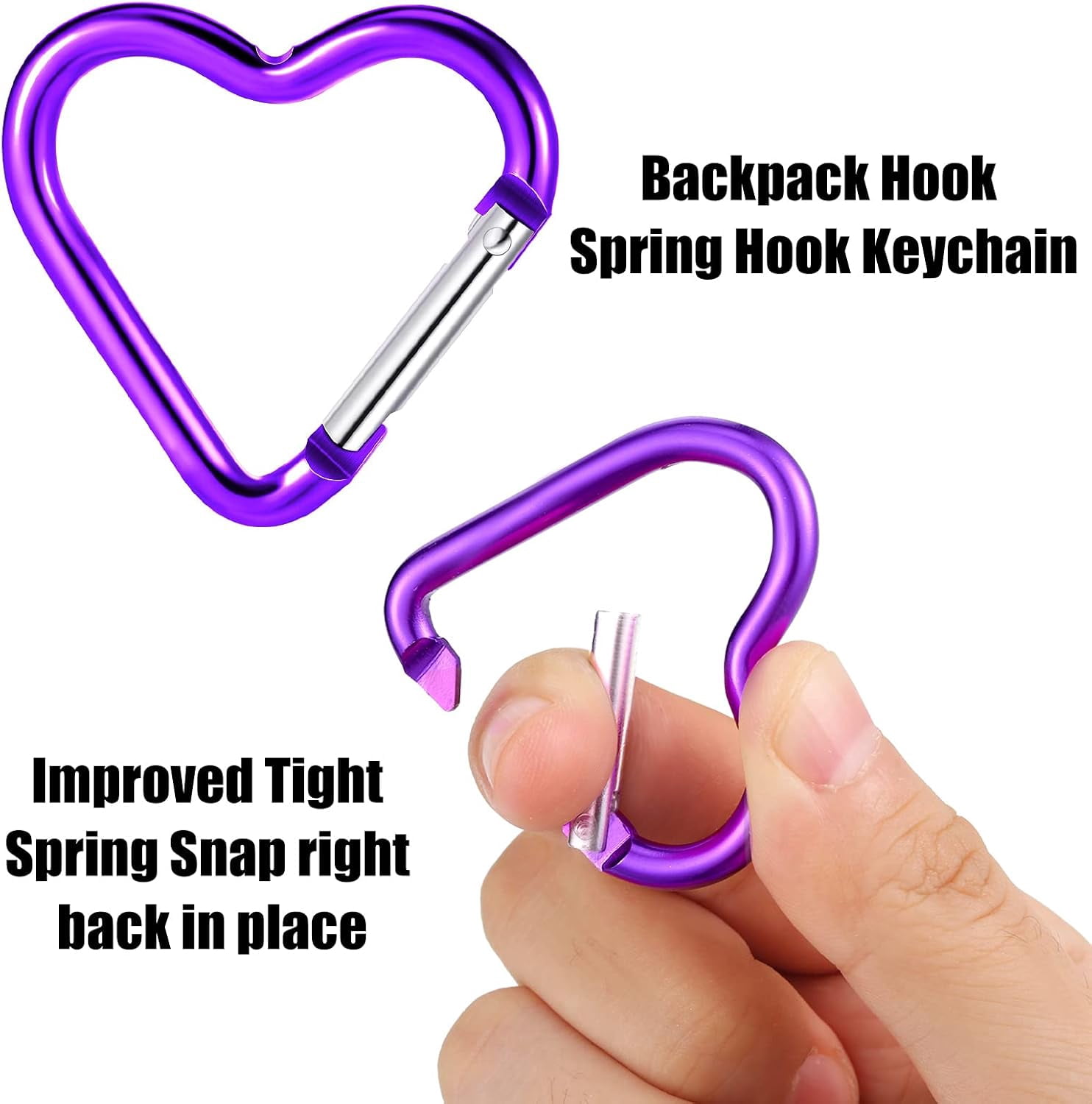 20Pcs/100Pcs Heart Shape Keychain Clip Aluminum Alloy Carabiner Keychain Clip Spring Snap Hook