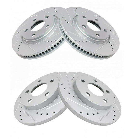 TRQ Front and Rear Performance Brake Rotors Set Premium G-Coated Cross Drilled & Slotted Fits Select 2005-2009 Buick LaCrosse 2004-2008 Pontiac Grand Prix