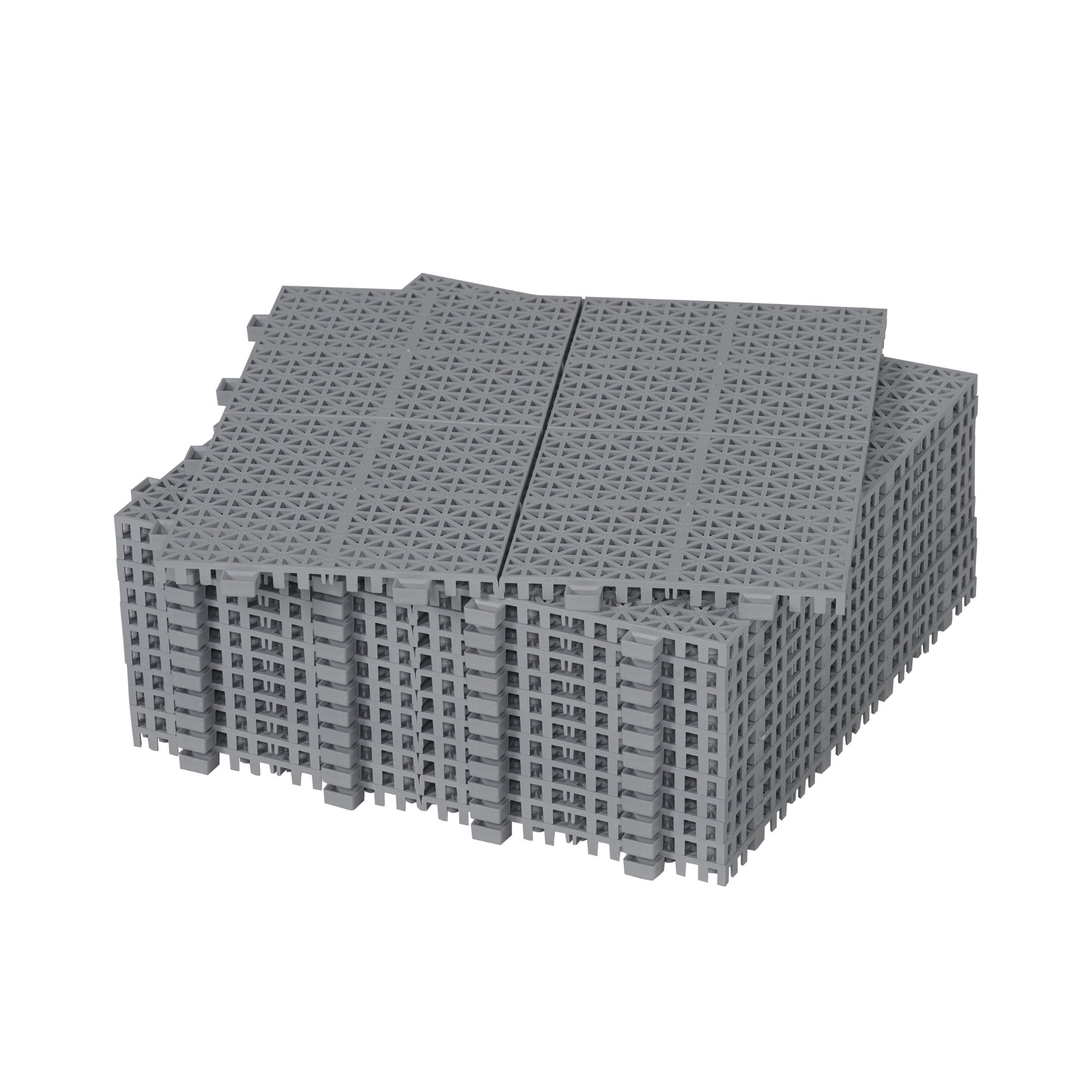 Miniyam 12 PcsInterlocking Deck Tiles, 12*12 inch, Plastic, Weight Capacity Up to 6613 LBS, Light Gray