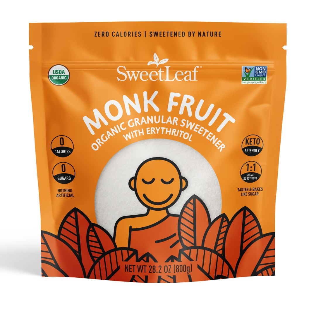 (6 pack) SweetLeaf Organic Monk Fruit Granular Sweetener, 28.2 oz Bag