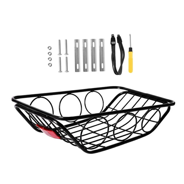 DYNWAVECA Bike Rear Basket Rustproof with Fixing Hardware and Tool Bicycle Rear Basket Style A
